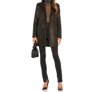 NWT SPRWMN Los Angeles Black Stretch Zip Skinny Ankle Pants Sheen Legging Size S